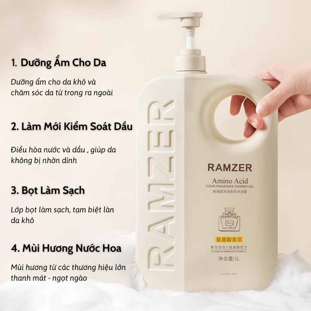 Sữa tắm Truyền Trắng Hương Nước hoa 2in1 Ramzer Hương Thơm Thanh Mát - Ngọt Ngào Làm Sạch Da, Giúp Da Dưỡng Ẩm Mềm Mịn