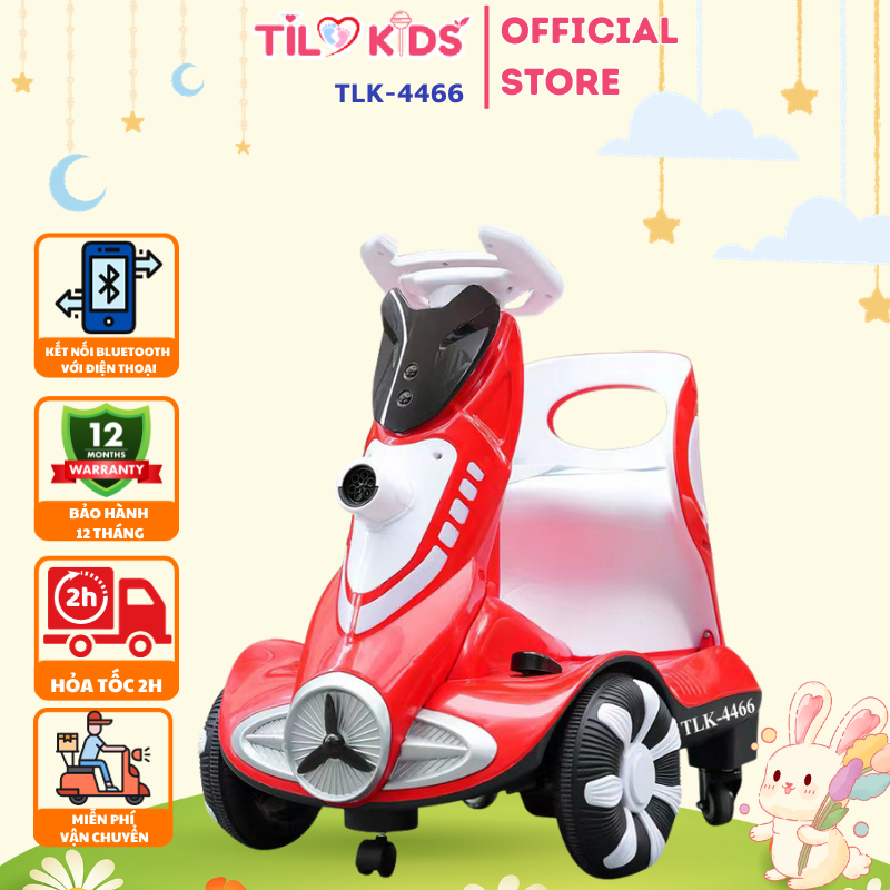 Xe moto điện cho bé trai và bé gái TILO KIDS TLK-4466 thổi bóng, điều khiển từ xa