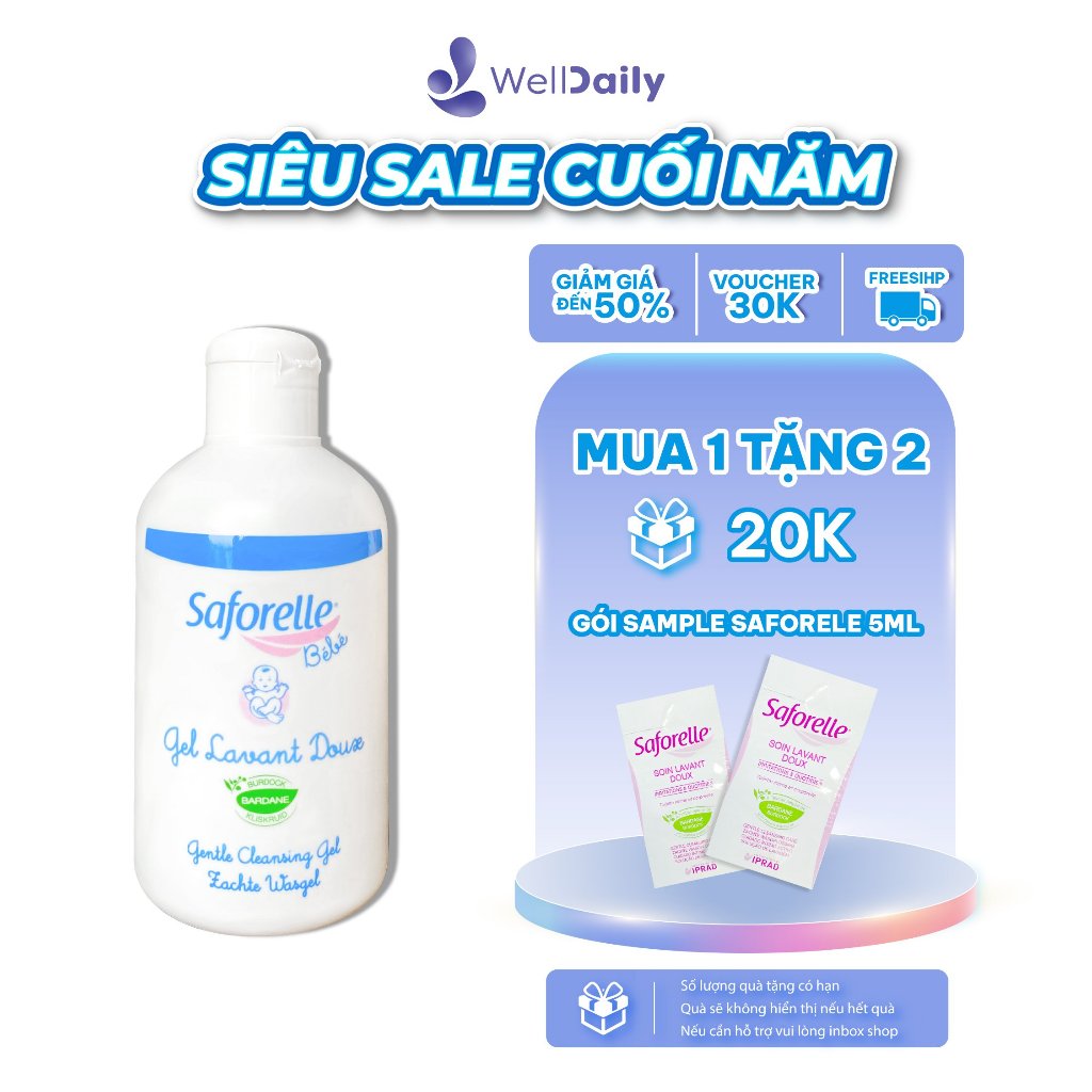 Gel Tắm Dịu Nhẹ Cho Bé Saforelle Bebe Gentle Cleansing Giúp Làm Sạch Dịu Dàng Làn Da Mong Manh Của Bé 250Ml