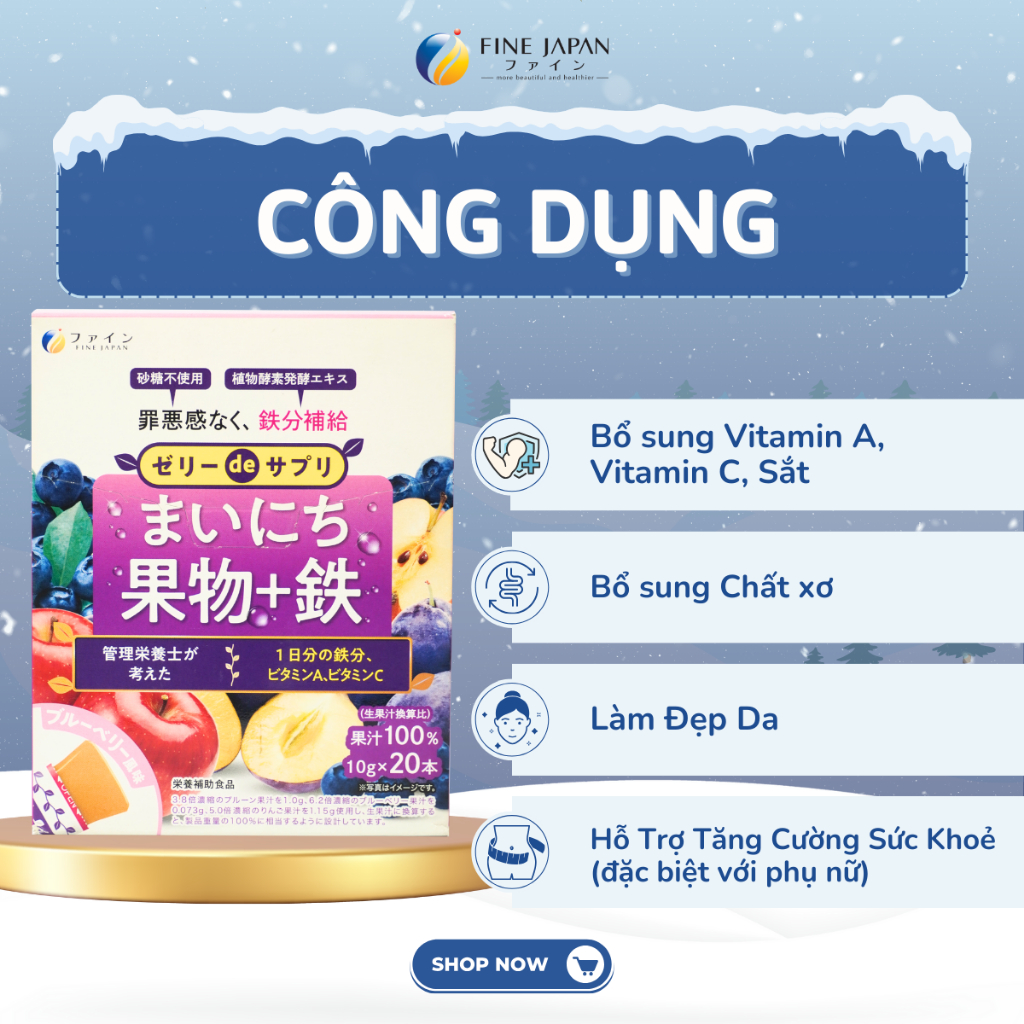 Thạch hoa quả bổ sung sắt, chất xơ, vitamin EVERYDAY FRUIT JELLY IRON Hộp 200g