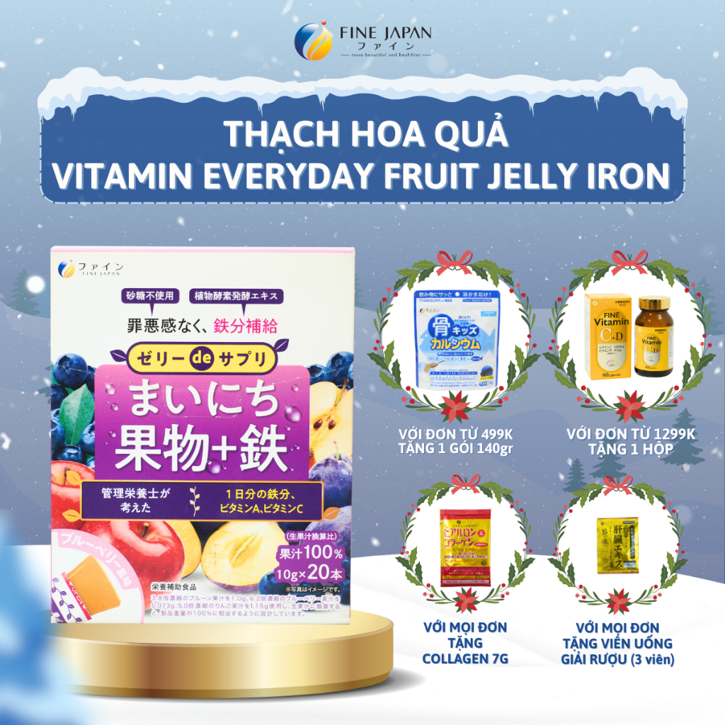 Thạch hoa quả bổ sung sắt, chất xơ, vitamin EVERYDAY FRUIT JELLY IRON Hộp 200g