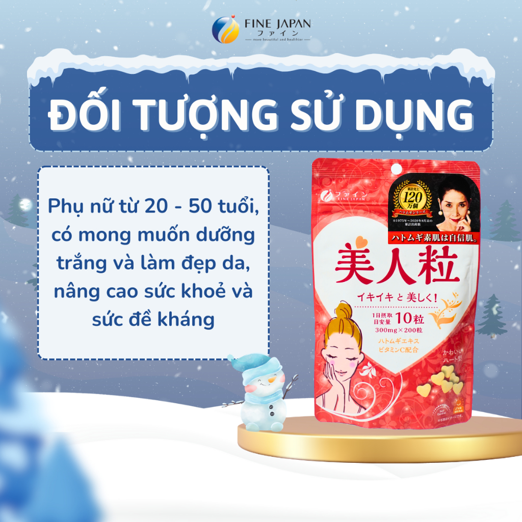 Viên Uống Mỹ Nhân Dưỡng Trắng Da Vitamin C & Tinh Chất Hạt Ý Dĩ Gói 200 Viên