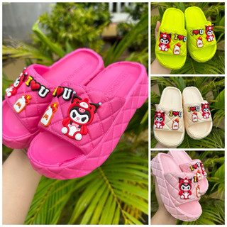 Dép nhựa bánh mì đế bằng cho bé gái siêu nhẹ có hình dán kuromii dễ thương umeishop