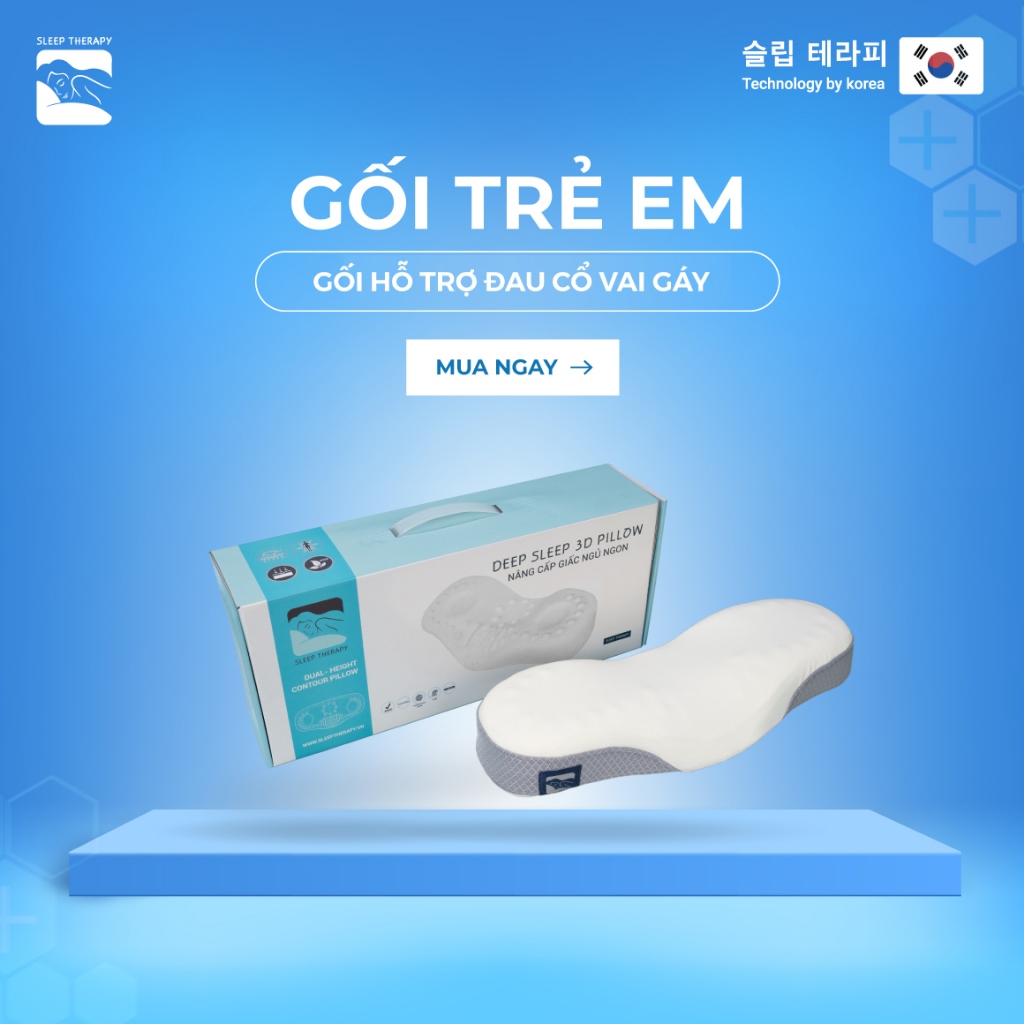 Gối ngủ ngon giảm đau vai gáy cổ cho trẻ em - Sleep Therapy - Memory Foam - Màu ngẫu nhiên