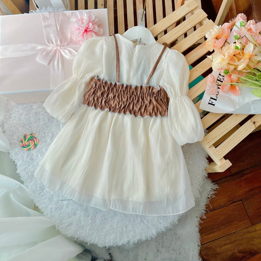 Váy Bé Gái Dài Tay 8-32kg Chất Mùa Đông💝FREESHIP💝Rabbit Kids- Váy Tết Cho Bé Vải Tơ Kèm Áo Da