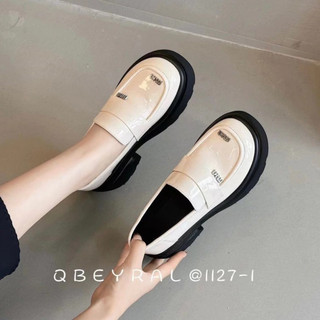 Giày lười moca miumiu mpb da bóng đế cao 5cm