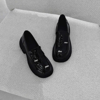 Giày lười moca miumiu mpb da bóng đế cao 5cm