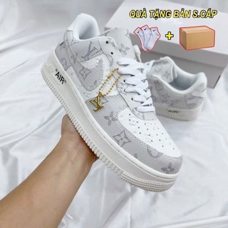 Giày Nike_ AF1 LV Bạc, Giày AF1 LV Xám Bản Cao Cấp Hót Trend 2023,Hàng Full Box Bill
