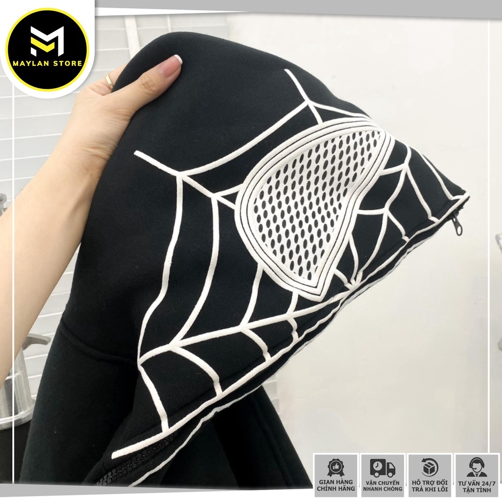 Áo Hoodie Spiderman Bản VENOM - Áo khoác Hoodie nỉ có mũ khóa zip chất dày dặn ấm form rộng HOT TREND 2023