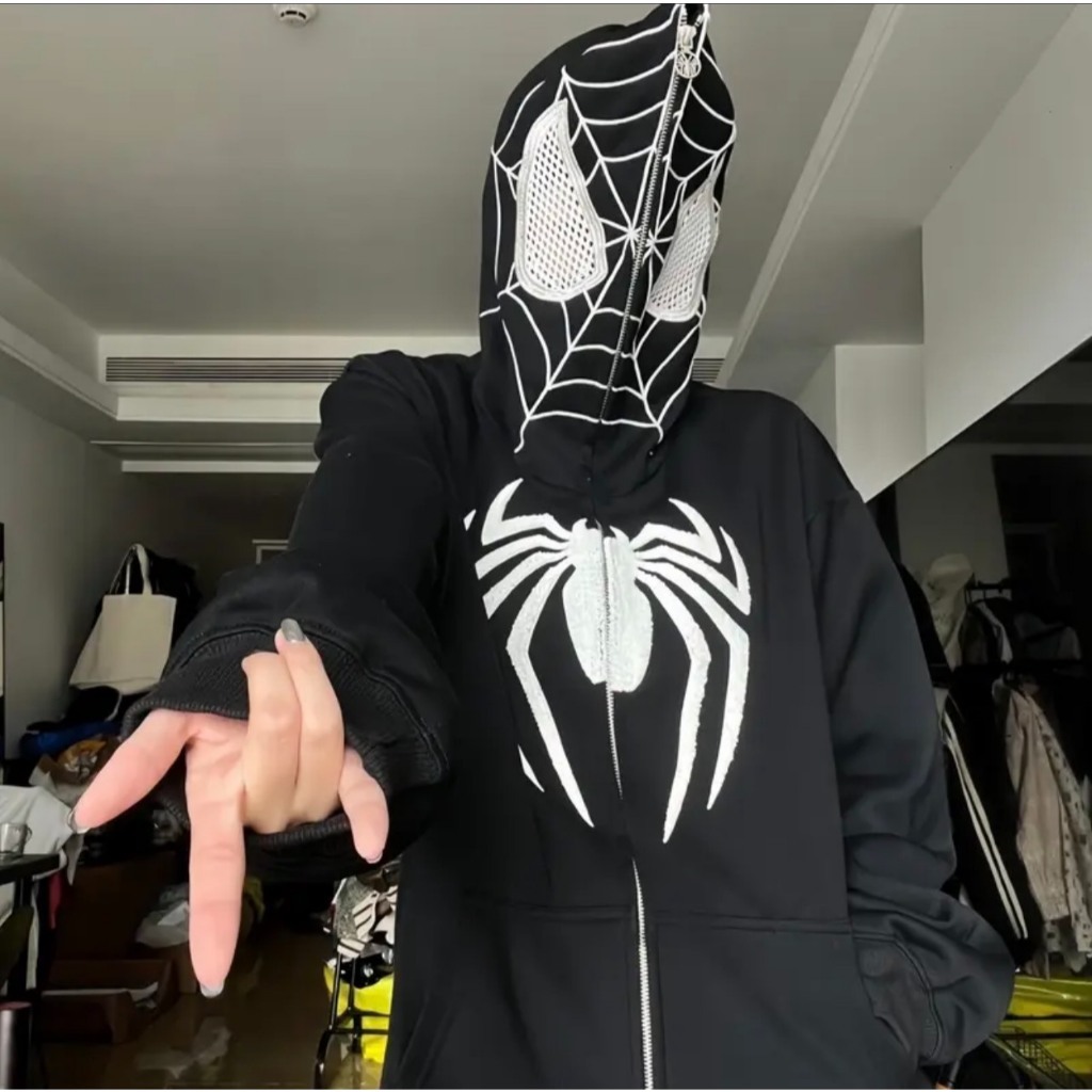 Áo Hoodie Spiderman Bản VENOM - Áo khoác Hoodie nỉ có mũ khóa zip chất dày dặn ấm form rộng HOT TREND 2023