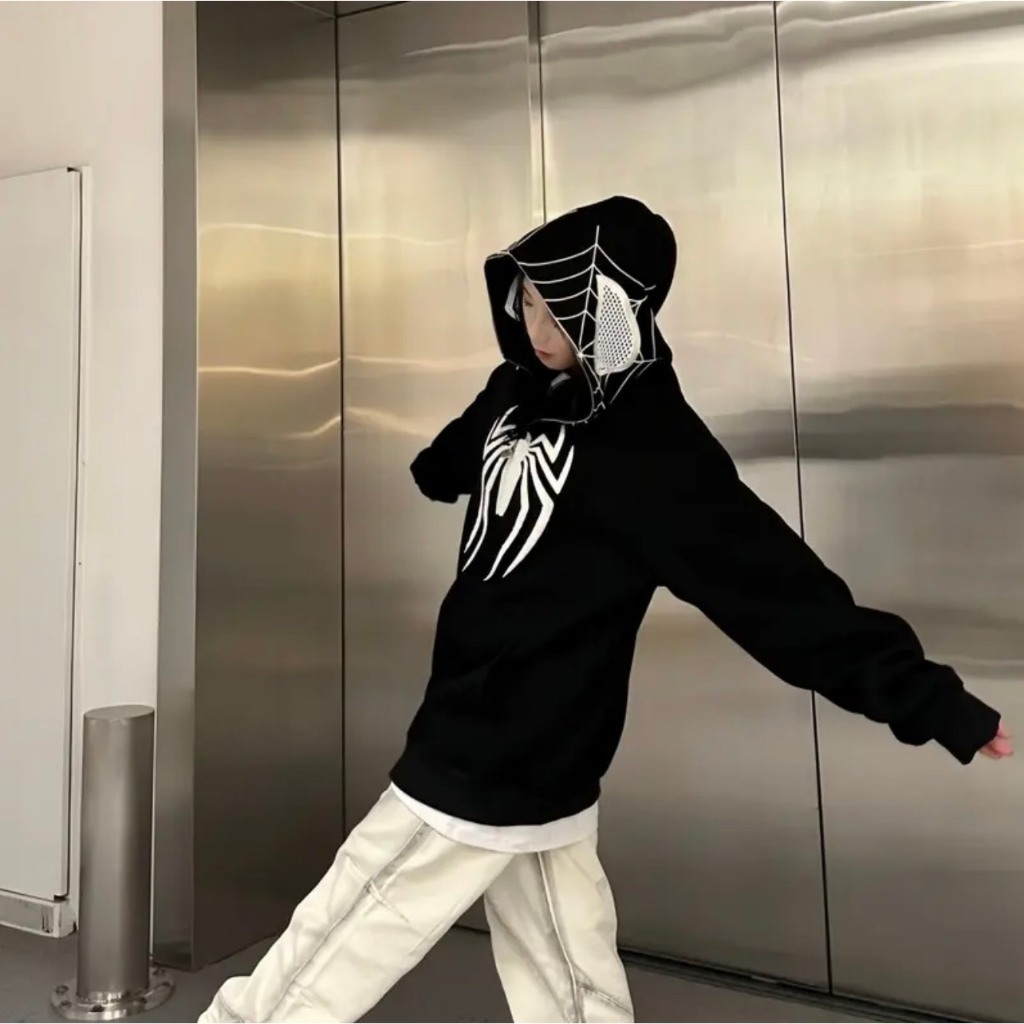 Áo Hoodie Spiderman Bản VENOM - Áo khoác Hoodie nỉ có mũ khóa zip chất dày dặn ấm form rộng HOT TREND 2023