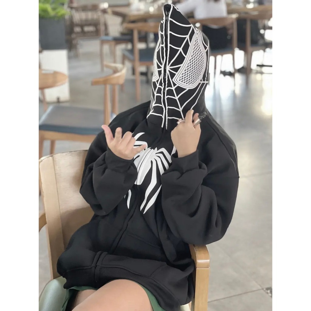 Áo Hoodie Spiderman Bản VENOM - Áo khoác Hoodie nỉ có mũ khóa zip chất dày dặn ấm form rộng HOT TREND 2023