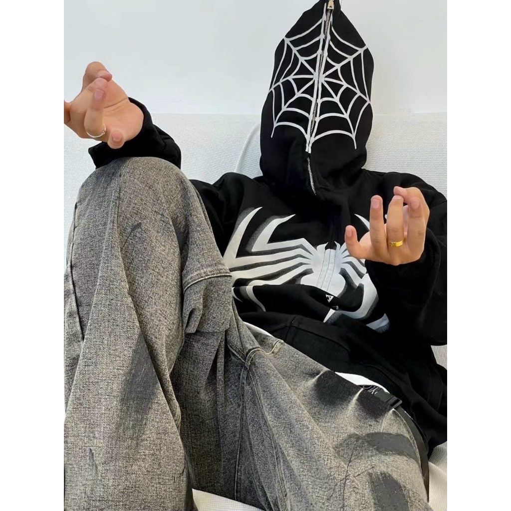 Áo Hoodie Spiderman Bản VENOM - Áo khoác Hoodie nỉ có mũ khóa zip chất dày dặn ấm form rộng HOT TREND 2023