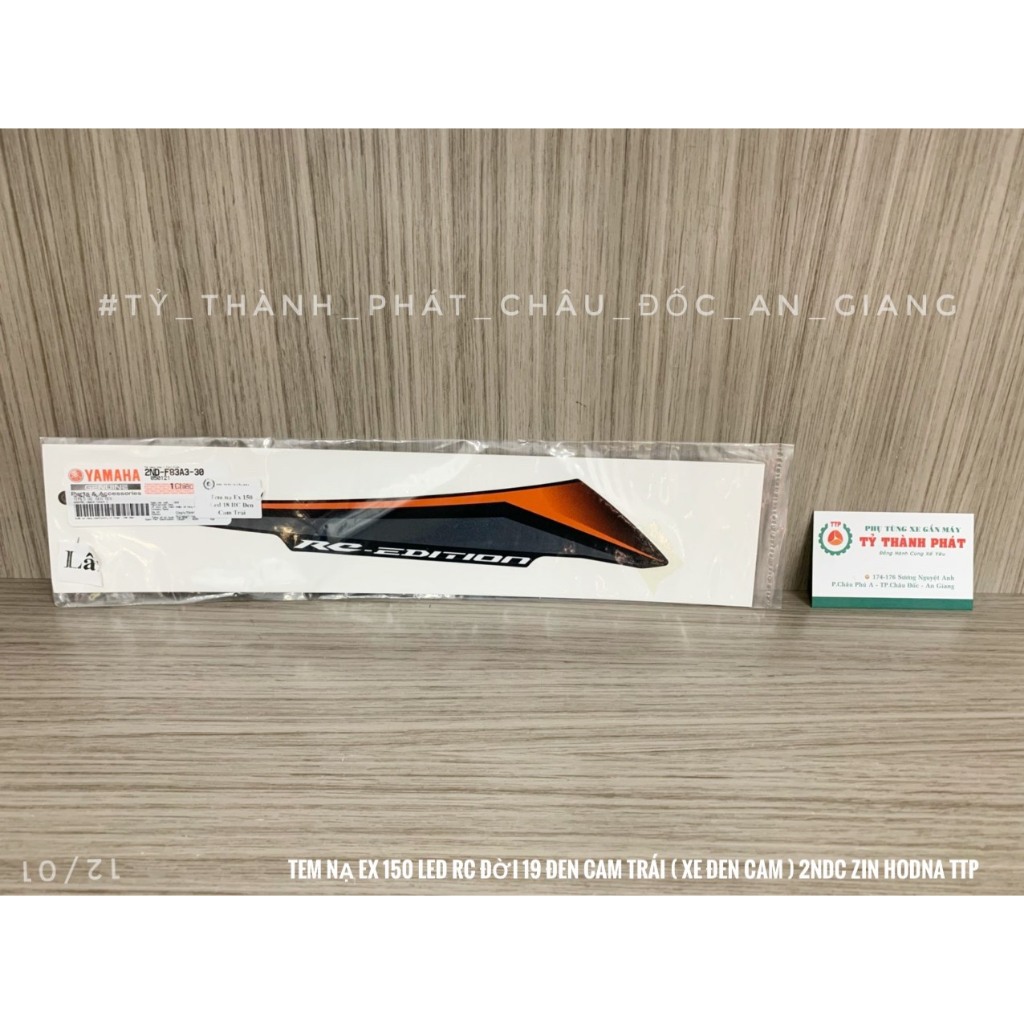 Tem nạ Ex 150 Led RC đời 19 Đen Cam Trái ( Xe Đen Cam ) 2NDC ( 1 miếng )