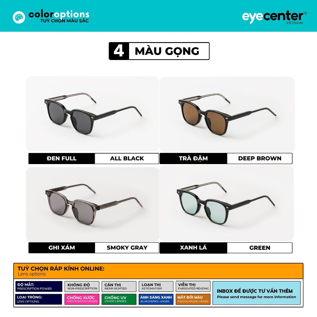 Kính mát nam nữ chính hãng EYECENTER S72-S lõi thép chống gãy cao cấp nhập khẩu by Eye Center Vietnam