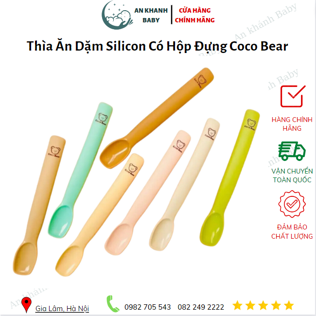Thìa silicon tập ăn dặm mẫu mới Coco bear có kèm hộp
