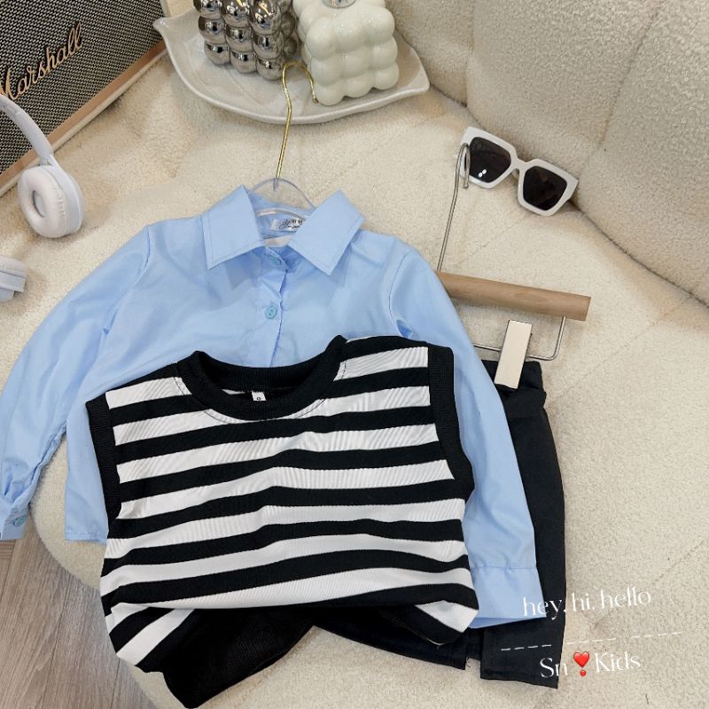 Set học sinh cho bé gái 8 đến 28kg.video +hình thật trải sàn.set 3 món ak