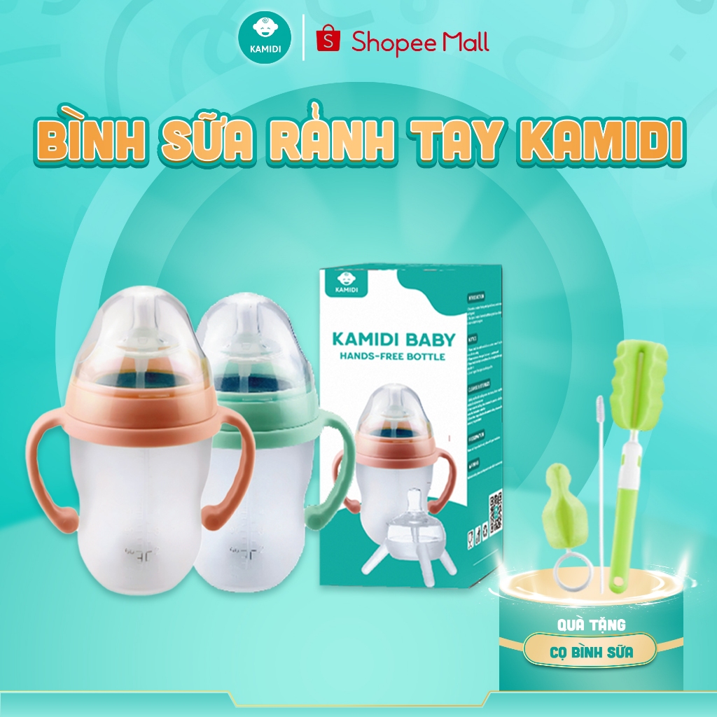 Bình Sữa Cho Bé Kamidi Baby Đa Chức Năng Chất Liệu Silicon Kèm Núm Hút