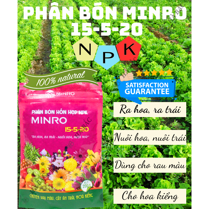 Phân Bón Hỗn Hợp 15-5-20 Minro - Ra Hoa, Ra Trái, Nuôi Hoa, Nuôi Trái Khỏe Mạnh - Phân Bón Dành Cho Cây Trồng