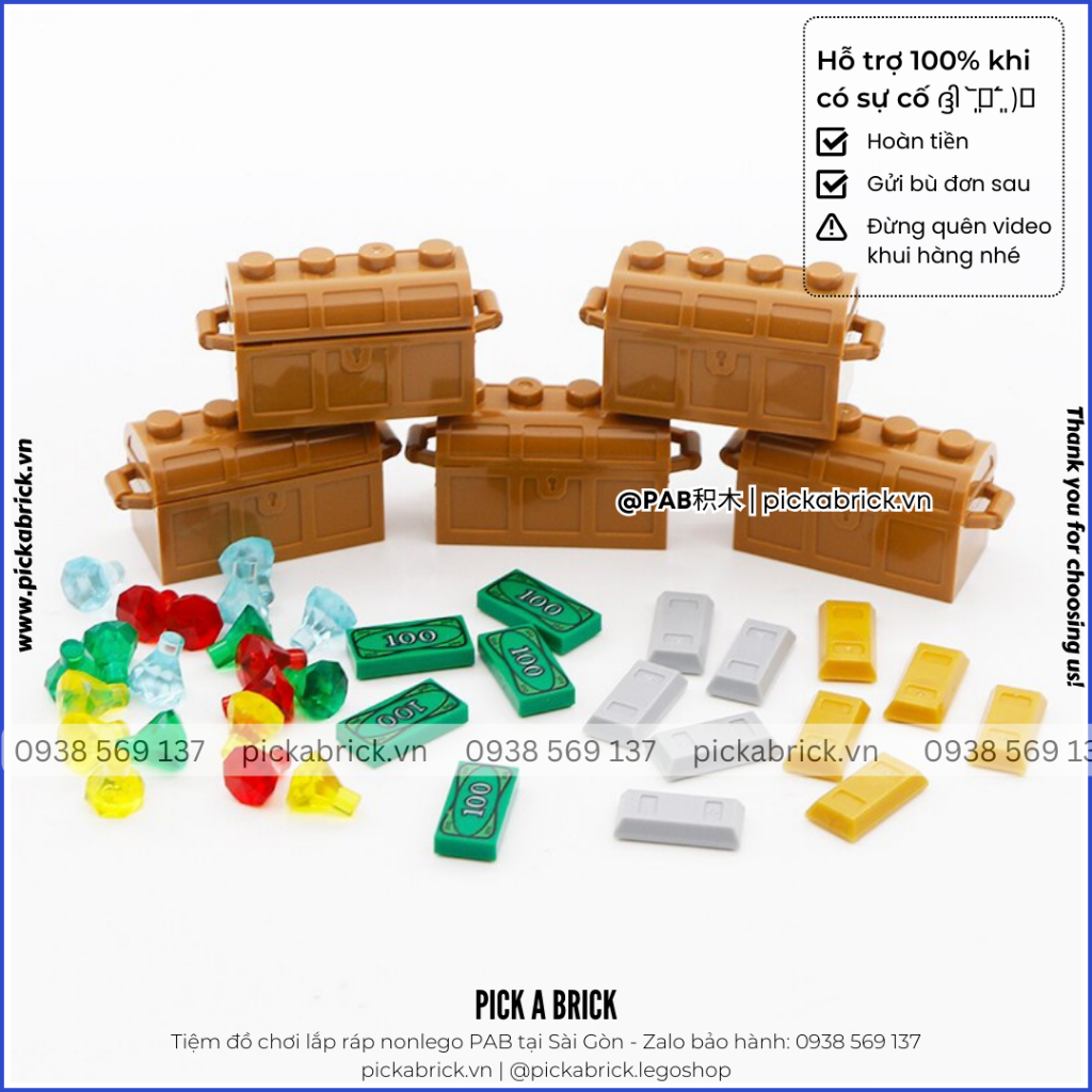 Rương kho báu, hòm kim cương, vàng bạc - Đồ chơi lắp ráp mô hình phụ kiện Minifigures phụ kiện MOC