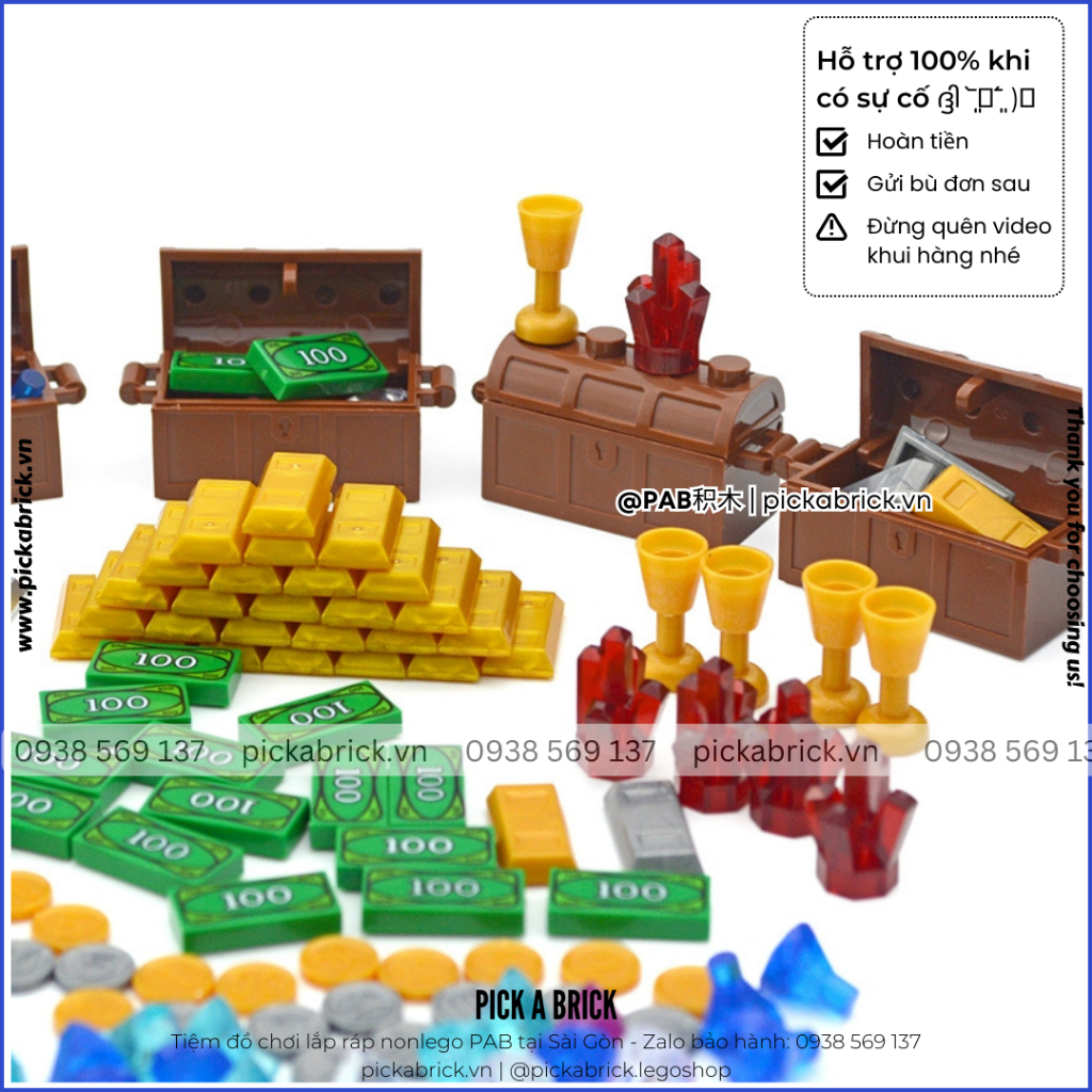 Rương kho báu, hòm kim cương, vàng bạc - Đồ chơi lắp ráp mô hình phụ kiện Minifigures phụ kiện MOC