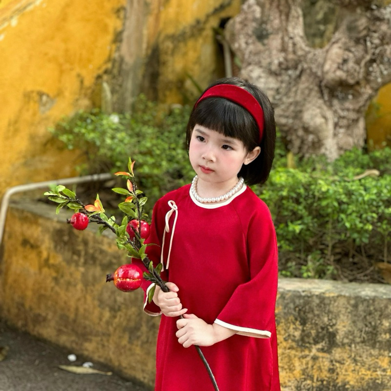 Áo Dài Bé Gái CELINA D12 Áo Dài Tết Cách Tân Cho Bé Gái TẶNG Kèm Bờm Chất Liệu Lụa Ngọc Trai Cao Cấp