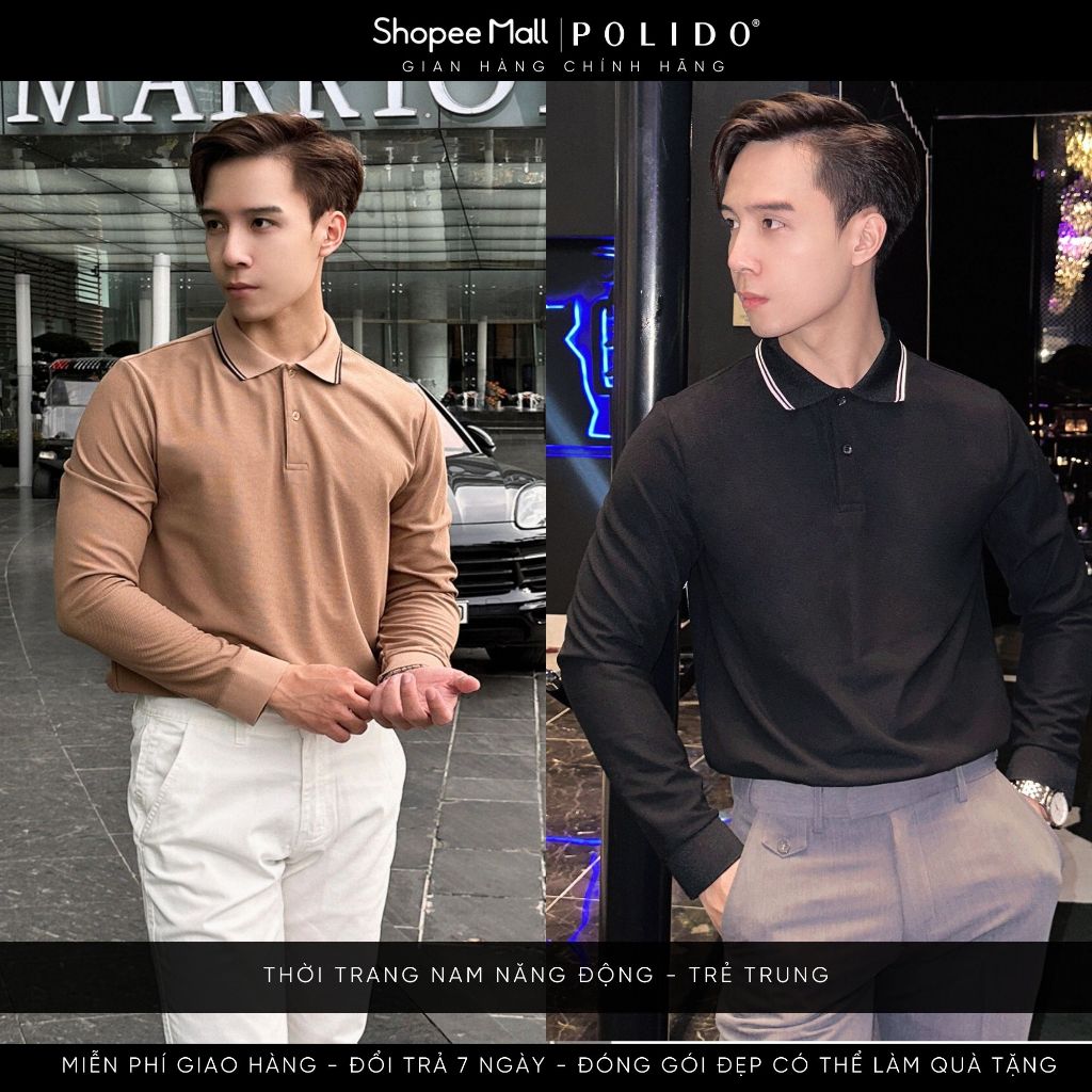 Áo polo nam dài tay basic Polido Long Sleeve chất vải cotton thoáng mát mềm mịn kiểu dáng slimfit thời trang