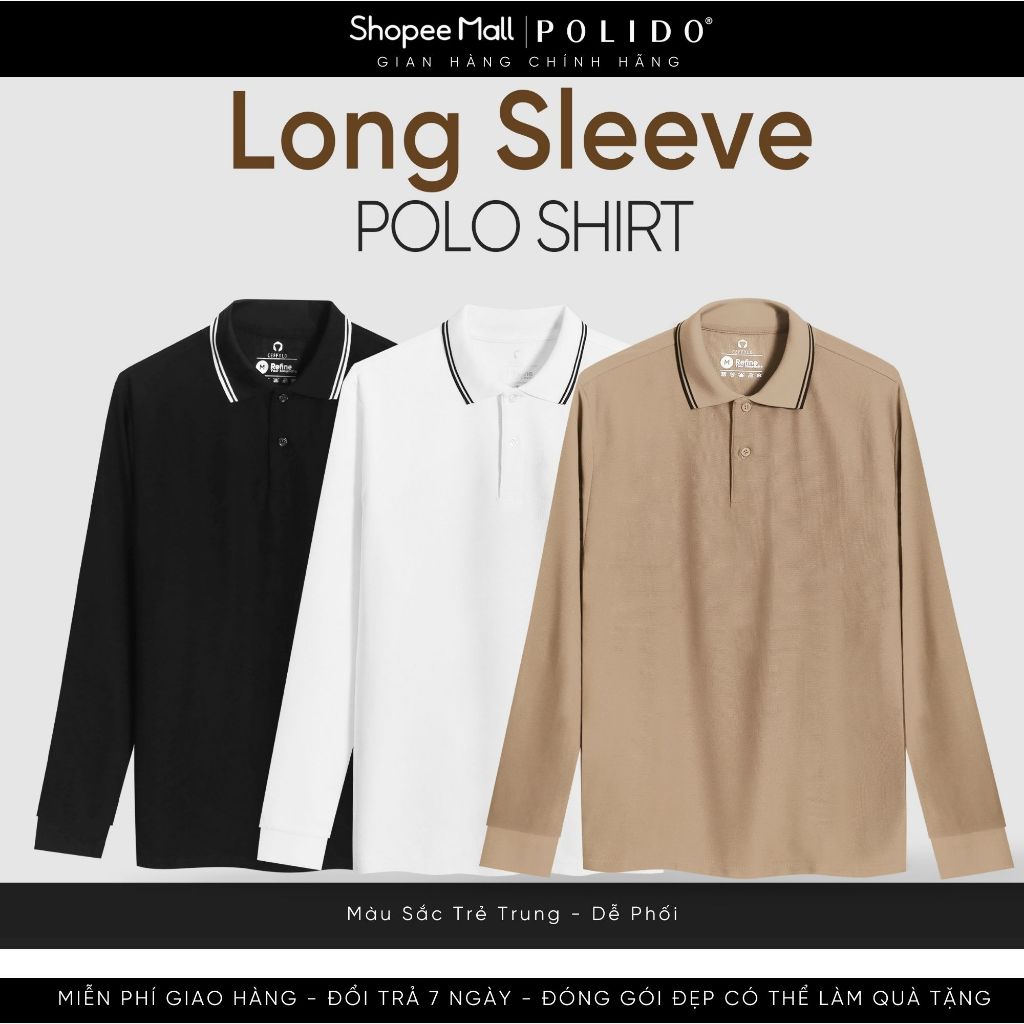 Áo polo nam dài tay basic Polido Long Sleeve chất vải cotton thoáng mát mềm mịn kiểu dáng slimfit thời trang