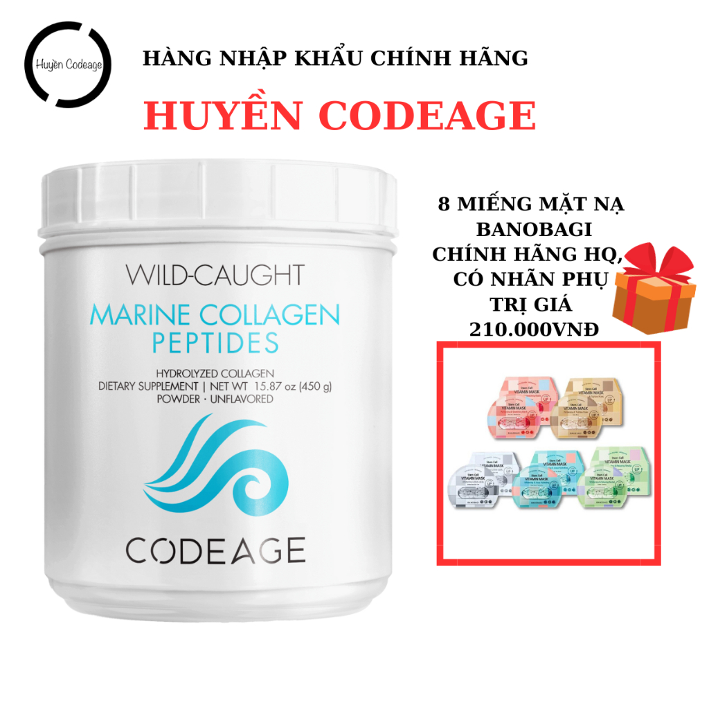 Bột Collagen Thủy phân Wild Caught Marine Collagen Peptides Codeage hỗ trợ đẹp da 450g - Huyền Codeage