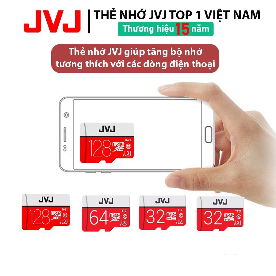 Thẻ nhớ 256Gb /128Gb /64Gb /32Gb JVJ Pro U3 Class 10–thẻ nhớ chuyên dụng cho CAMERA,Điện thoại,Máy ảnh bảo hành 5 năm