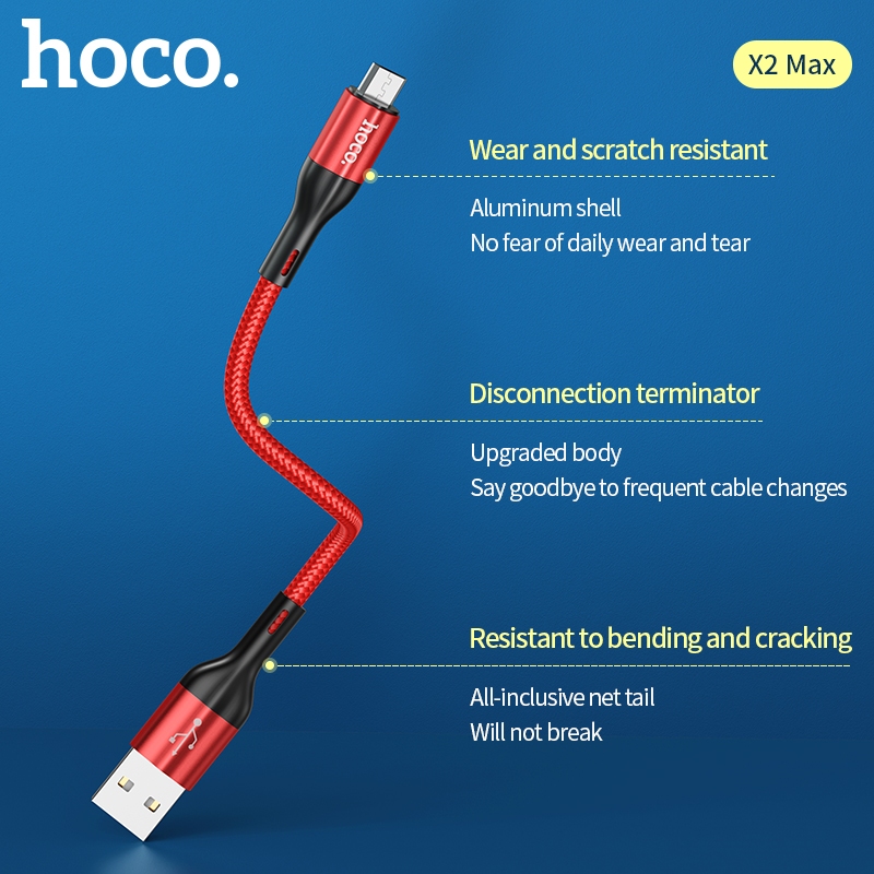 Dây Sạc Ngắn Dài 25 Cm Chống Đứt Gẫy Hoco X2 Dây Dù cáp Siêu Bền pin sạc dự phòng và mọi thiết bị hiện nay