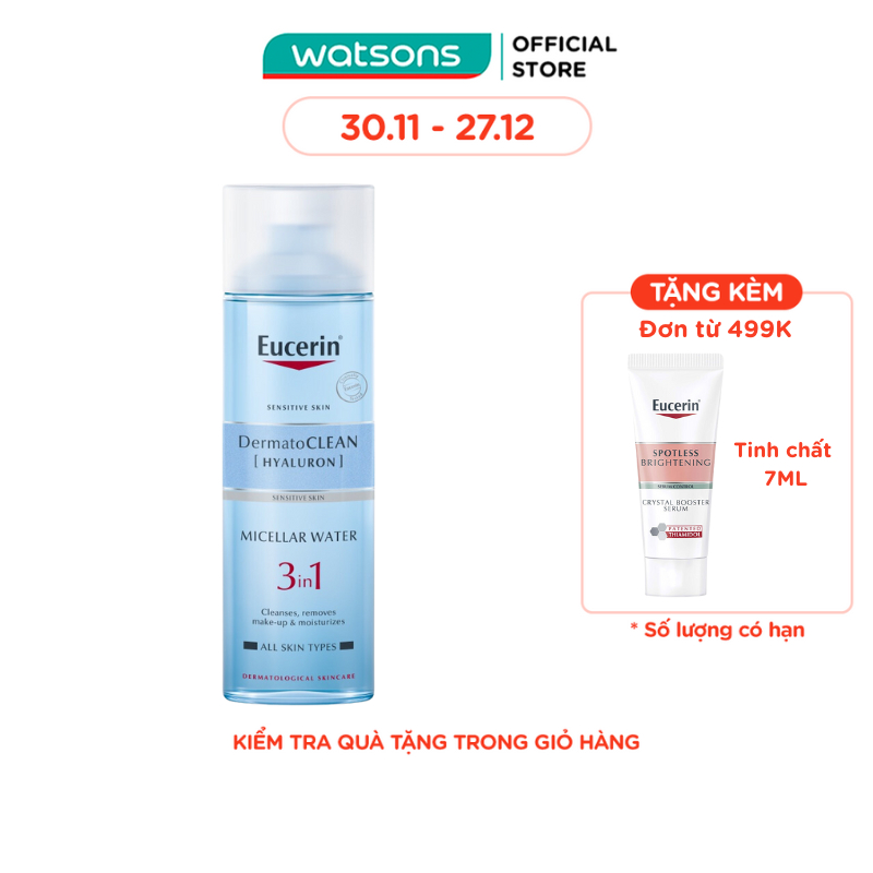 Nước Tẩy Trang Dịu Nhẹ Cho Da Nhạy Cảm Eucerin Dermato Clean Micellar Cleansing Fluid 3In1 200ml