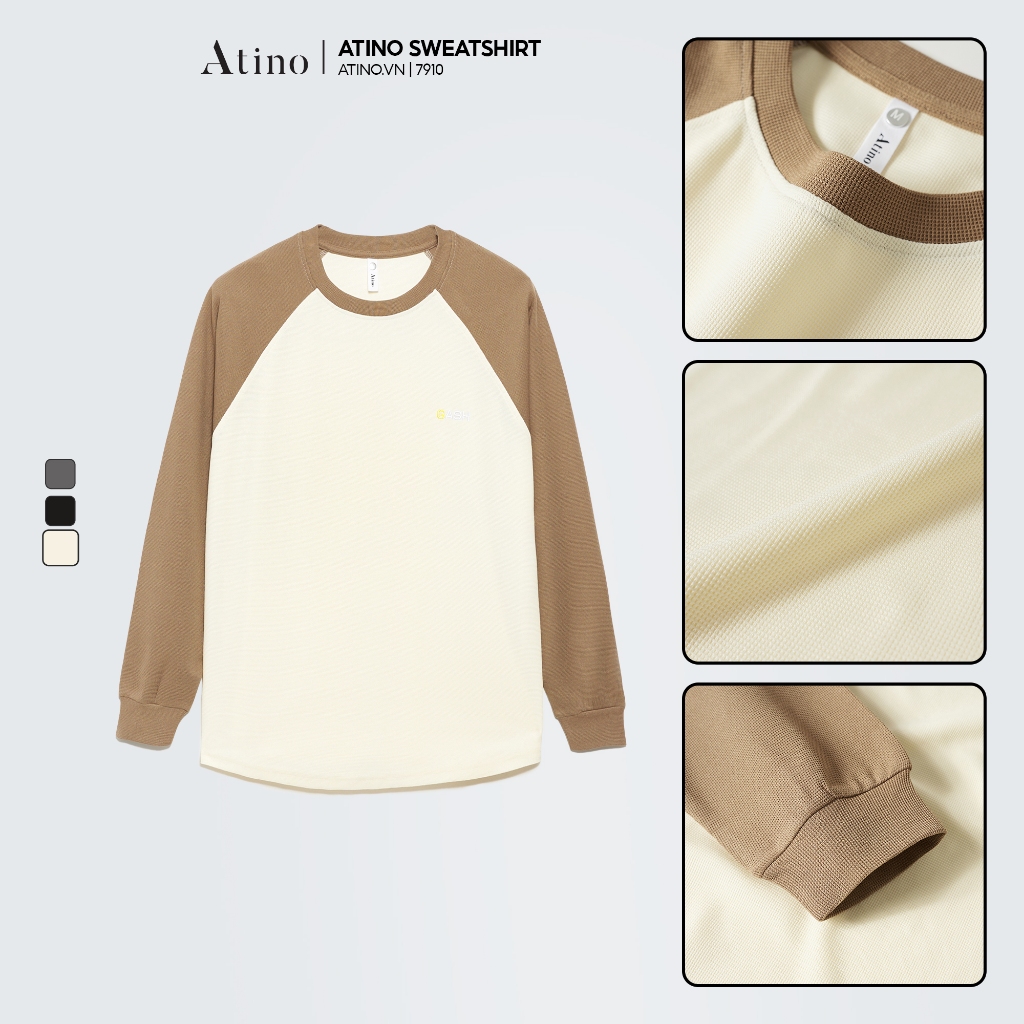 Áo Nỉ Thun Dài Tay Nam Trơn ATINO Chất Thun Nỉ Ấm Áp Trẻ Trung Form Fitted AN3.7910