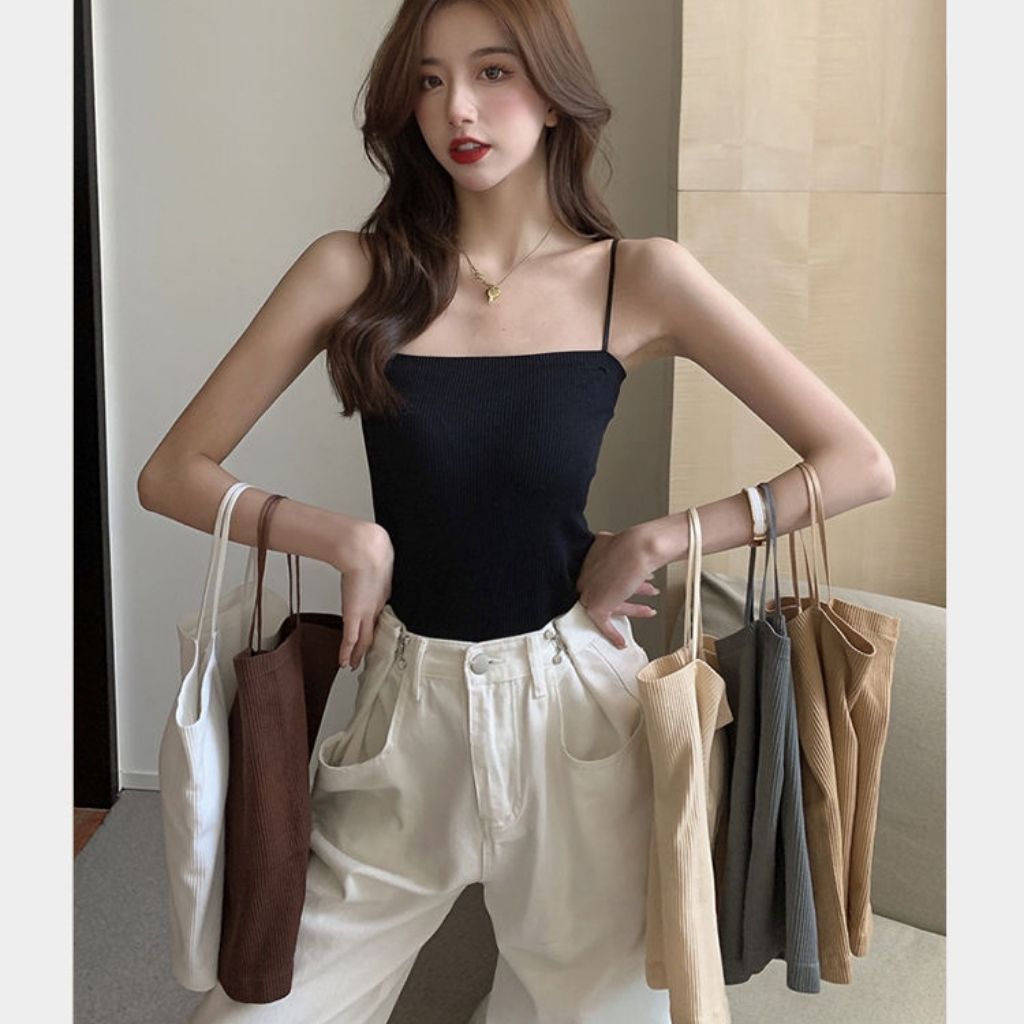 Áo bra nữ cotton gân tăm có sẵn mút mỏng nhẹ và 2 dây dáng dài đẹp phong cách croptop dễ thương DEVARI B1808