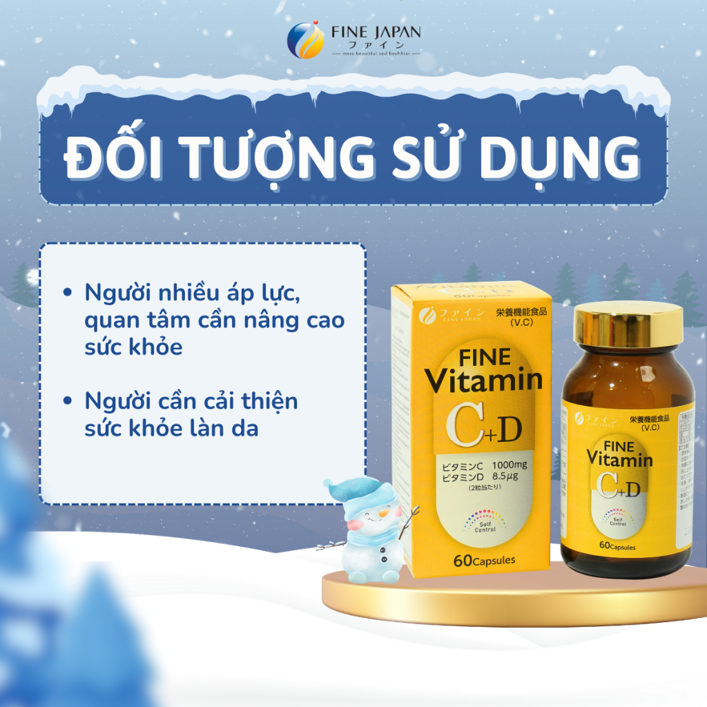 Vitamin C+D Fine Japan Ngăn Ngừa Suy Nhược Cơ Thể Hộp 60 Viên