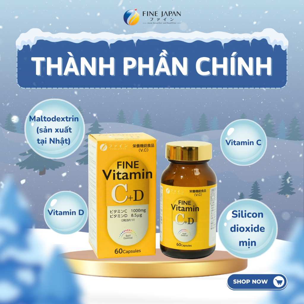 Vitamin C+D Fine Japan Ngăn Ngừa Suy Nhược Cơ Thể Hộp 60 Viên