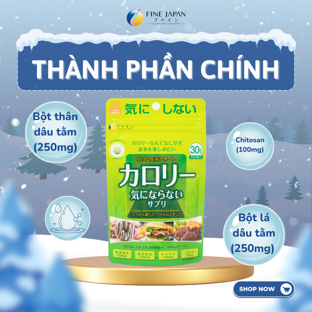 Viên Uống chống hấp thụ Calories Cao Cấp Fine Japan Gói 150 Viên