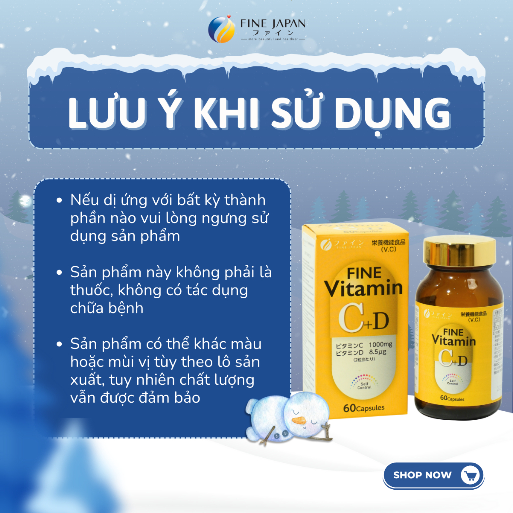 Vitamin C+D Fine Japan Ngăn Ngừa Suy Nhược Cơ Thể Hộp 60 Viên