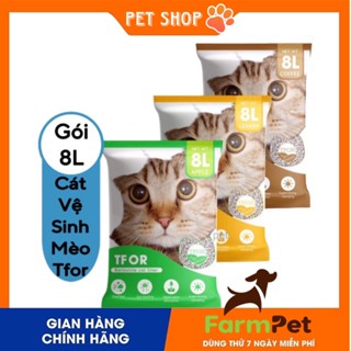 Cát vệ sinh cho mèo TFOR ĐẤT SÉT TÚI 8L. Cát mèo TFOR Bentonite khử mùi và vón tốt cho mèo. Farm pet