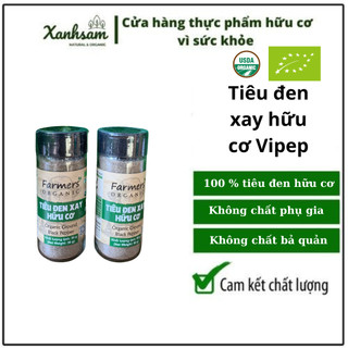 Tiêu đen xay hữu cơ farmers hũ thủy tinh 50g vipep-xanh sẫm organic