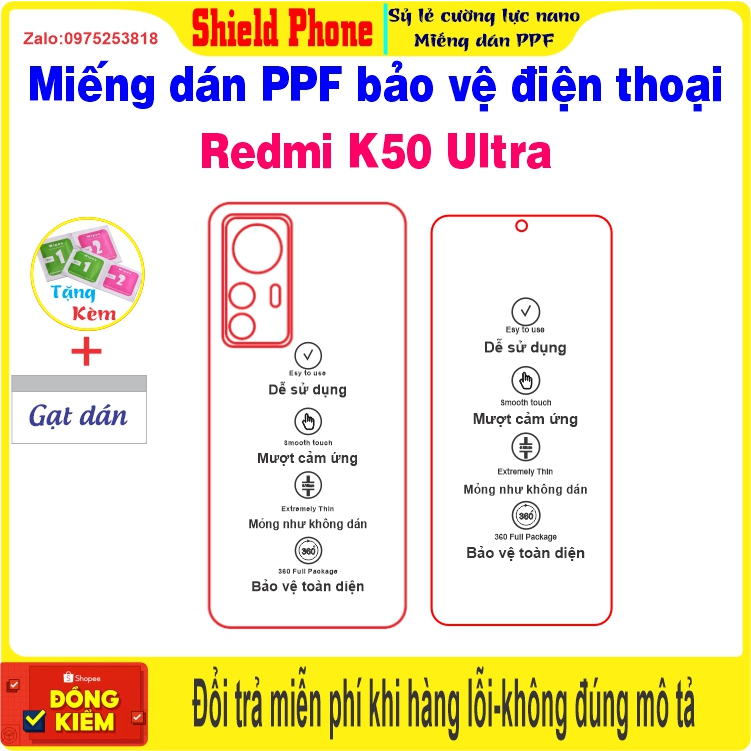 Miếng dán PPF bảo vệ điện thoại Redmi K50 ultra (K50ultra)