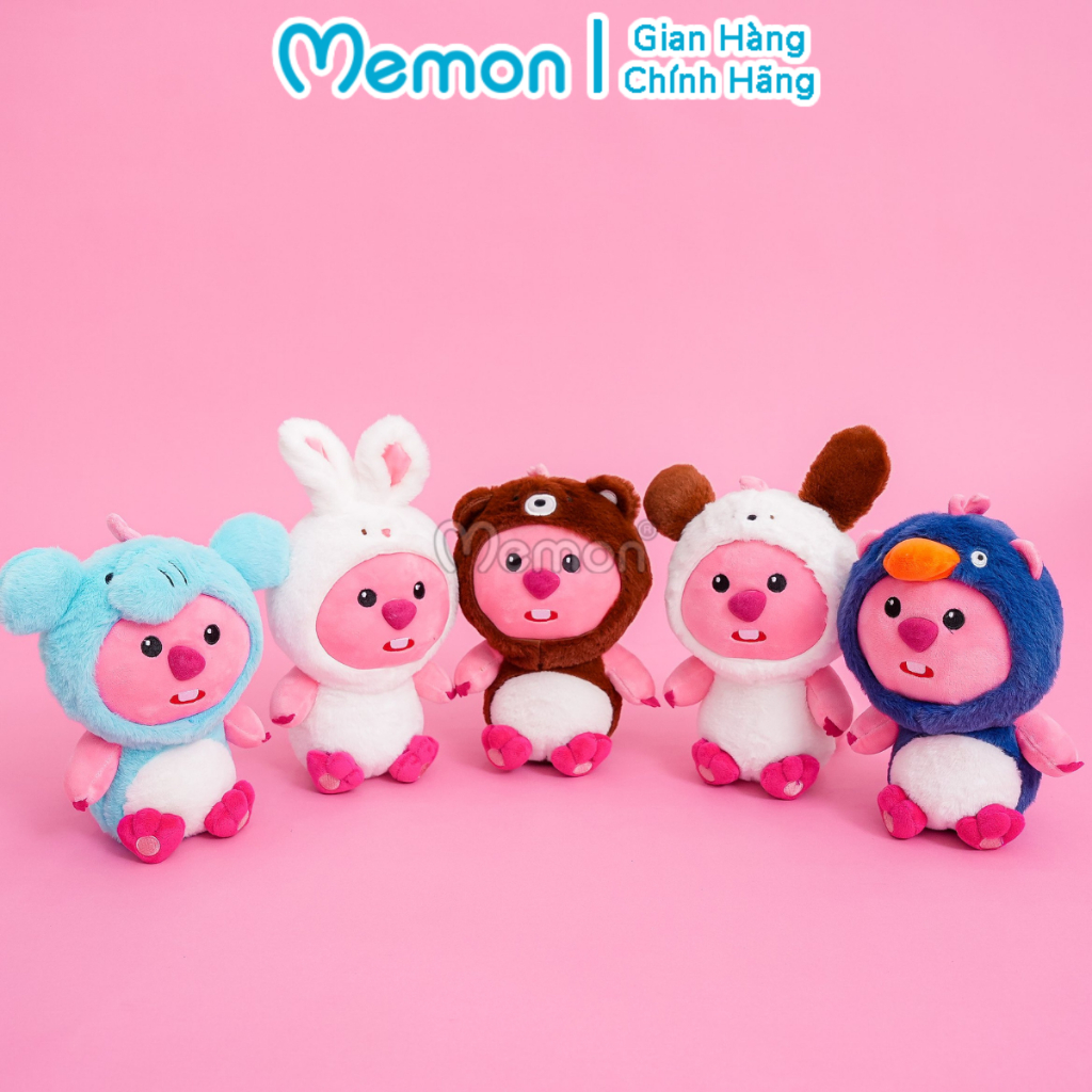 Bộ 8 Gấu Bông Thú Quả Hải Ly Loopy 23cm Đáng Yêu Cao Cấp Memon