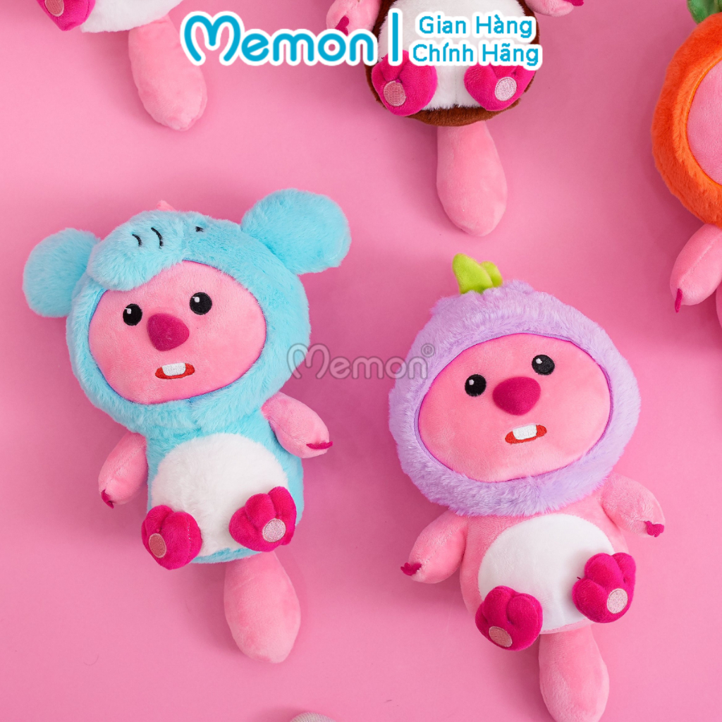 Bộ 8 Gấu Bông Thú Quả Hải Ly Loopy 23cm Đáng Yêu Cao Cấp Memon
