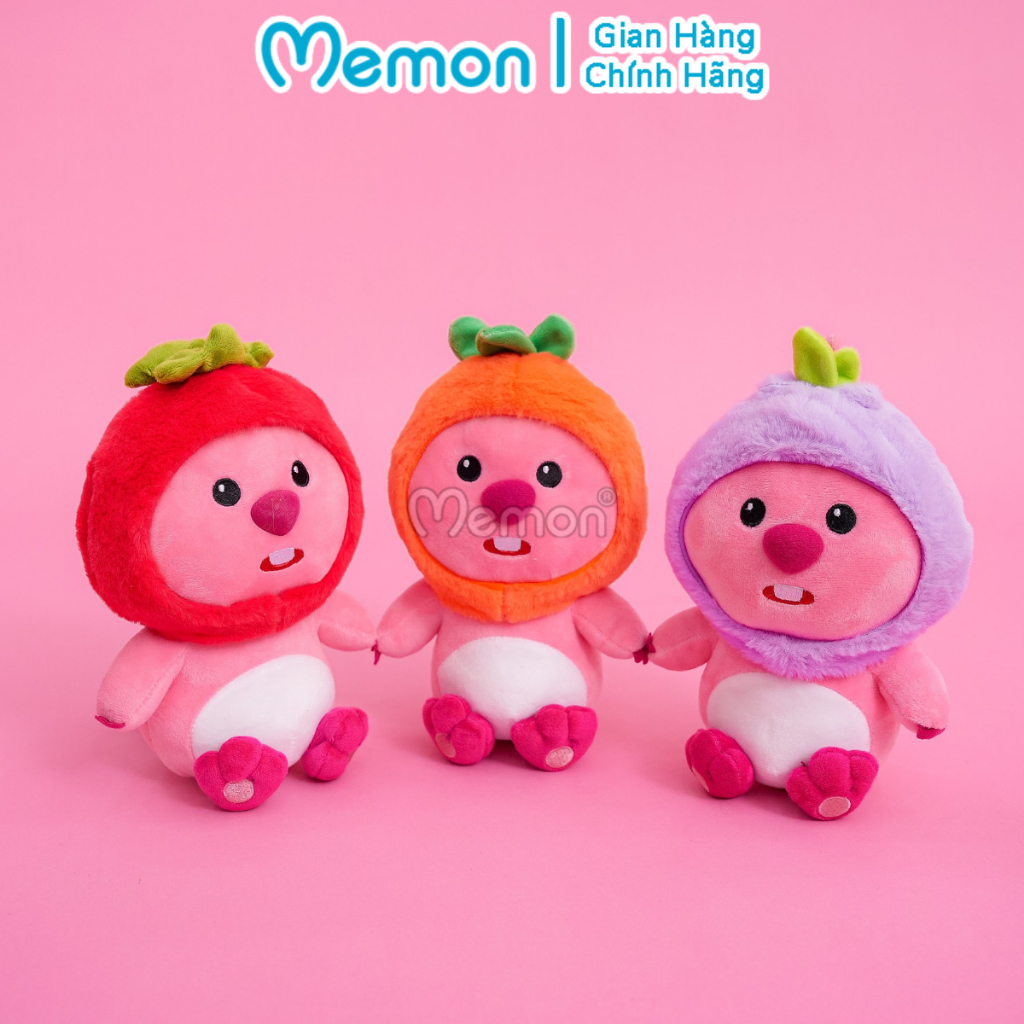 Bộ 8 Gấu Bông Thú Quả Hải Ly Loopy 23cm Đáng Yêu Cao Cấp Memon