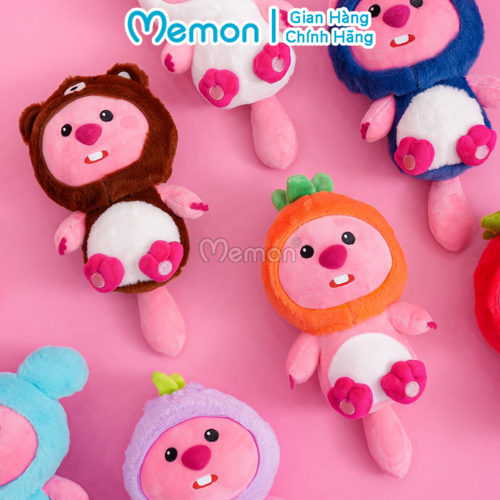Bộ 8 Gấu Bông Thú Quả Hải Ly Loopy 23cm Đáng Yêu Cao Cấp Memon