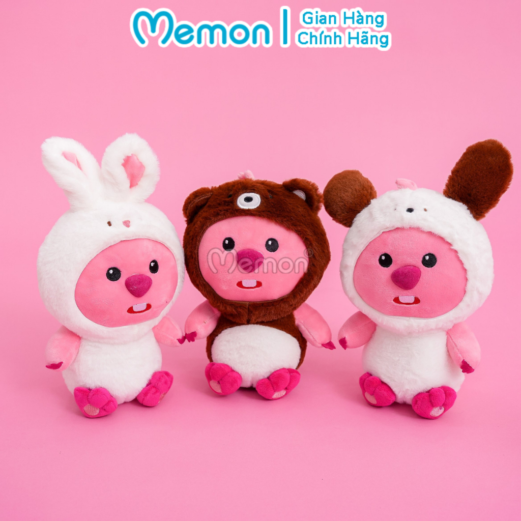 Bộ 8 Gấu Bông Thú Quả Hải Ly Loopy 23cm Đáng Yêu Cao Cấp Memon