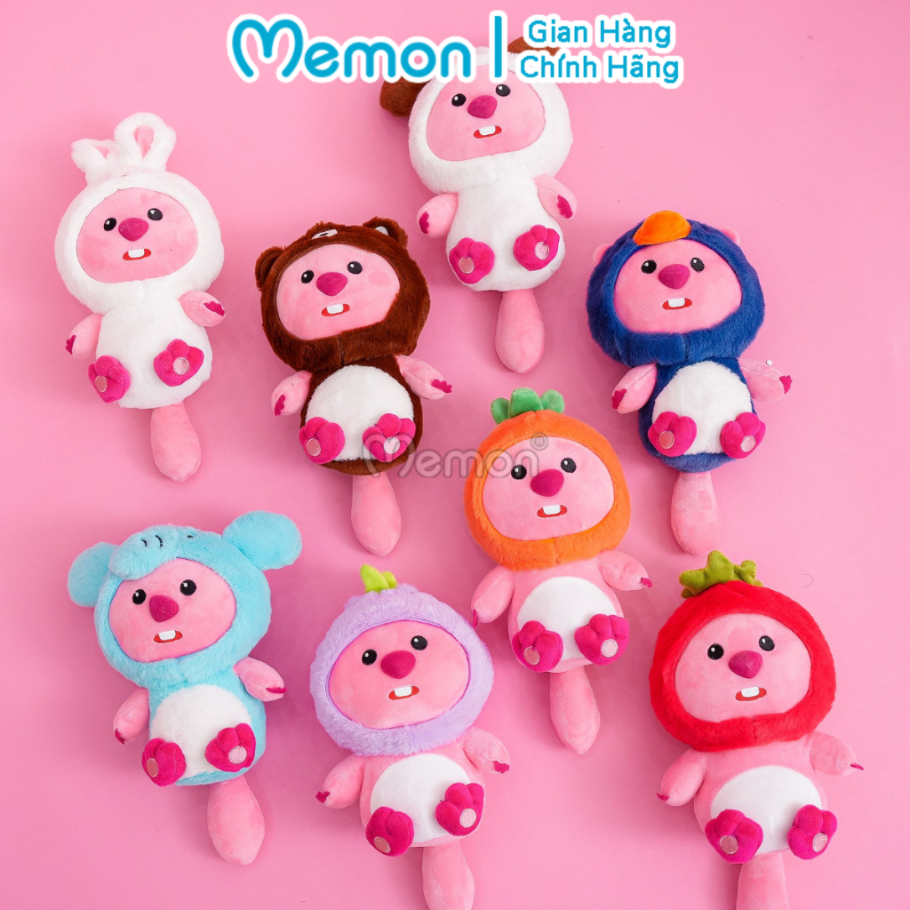 Bộ 8 Gấu Bông Thú Quả Hải Ly Loopy 23cm Đáng Yêu Cao Cấp Memon