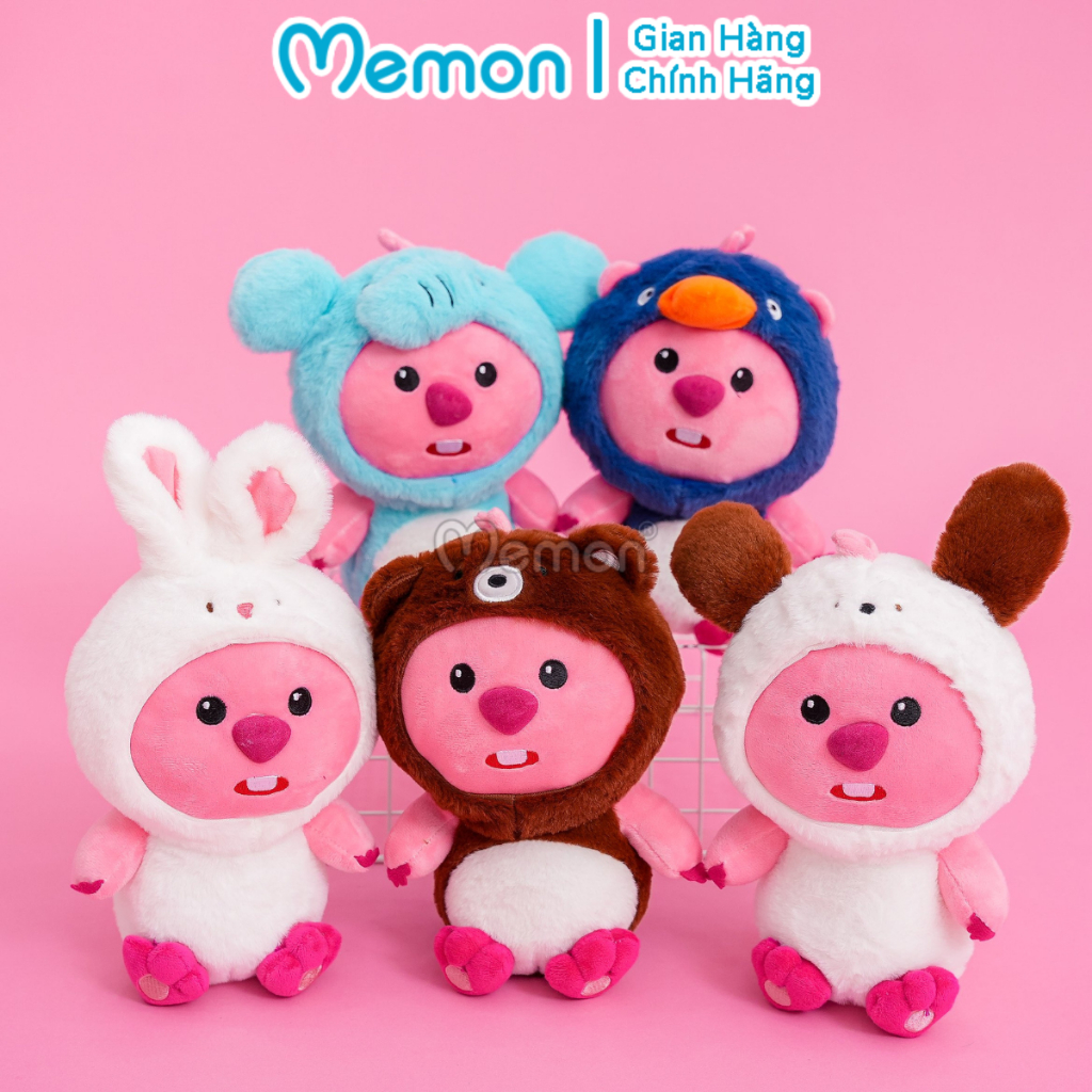 Bộ 8 Gấu Bông Thú Quả Hải Ly Loopy 23cm Đáng Yêu Cao Cấp Memon