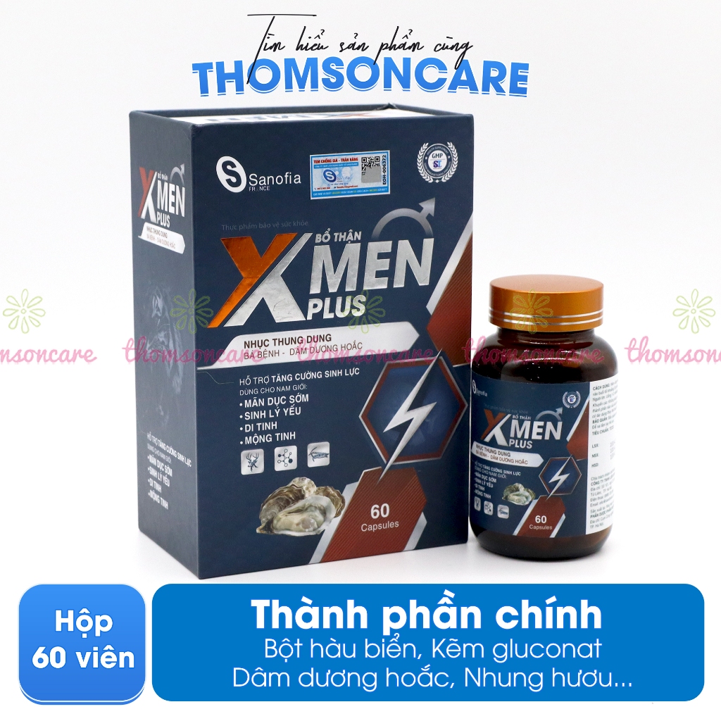 Viên uống bổ thận Xmen Plus Sanofia - Hỗ trợ bổ thận, tăng cường sinh lực từ bột hàu biển - Thomsoncare