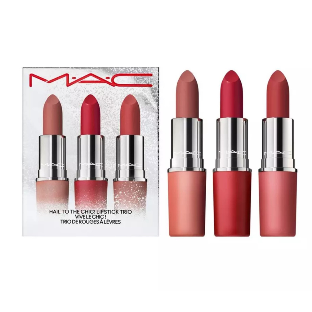 MAC - Set son thỏi Hail To The Chic Lipstick Trio Retro & Powder Kiss Lipstick 3g (707 Ruby Woo, 931 Teddy 2.0, 923 S